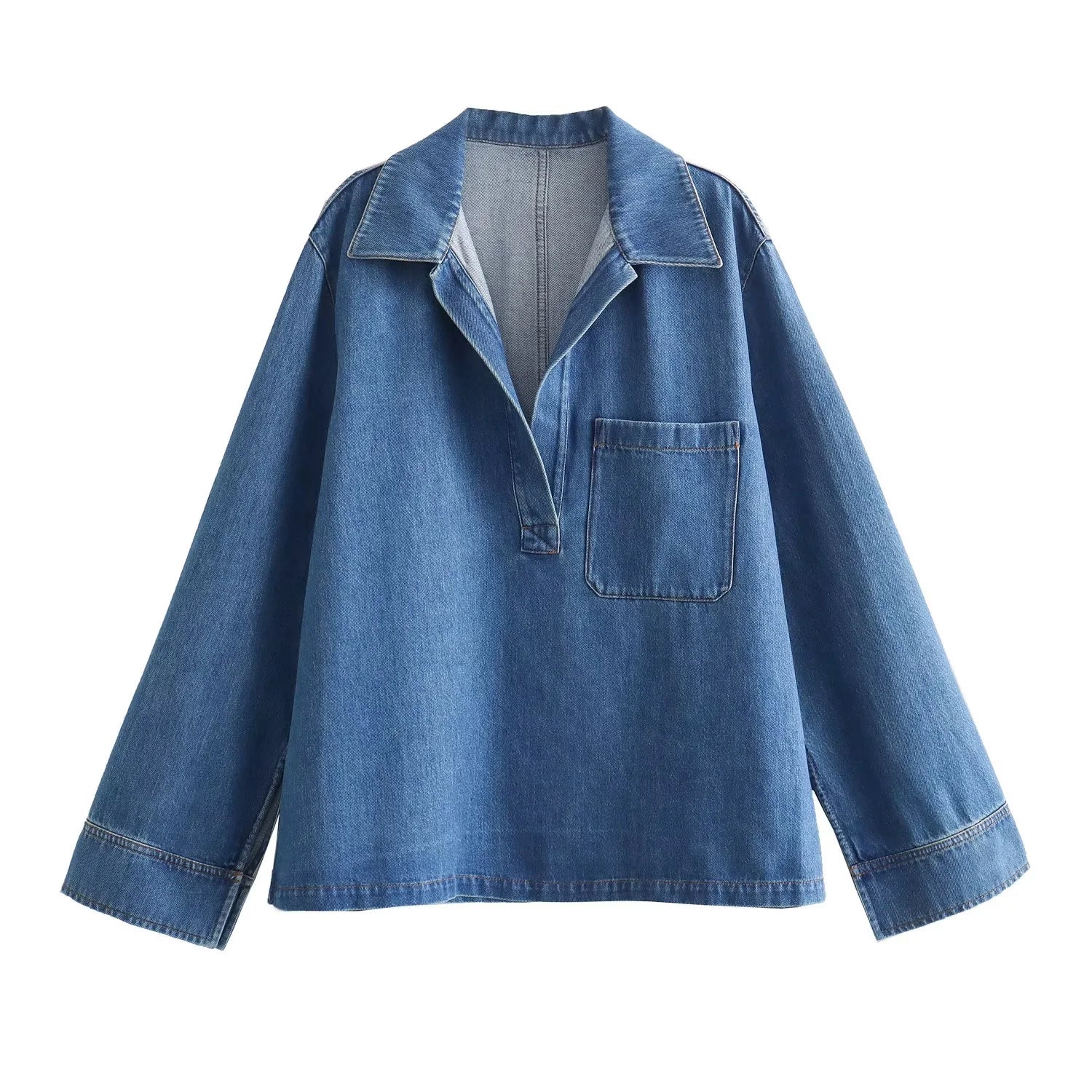 cold weather outfits JazzHer 2024 Spring Summer Casual Denim Women Suits Fashion Vintage Turn-down Collar Pocket Shirts+Chic Drawstring Wide Leg Pants