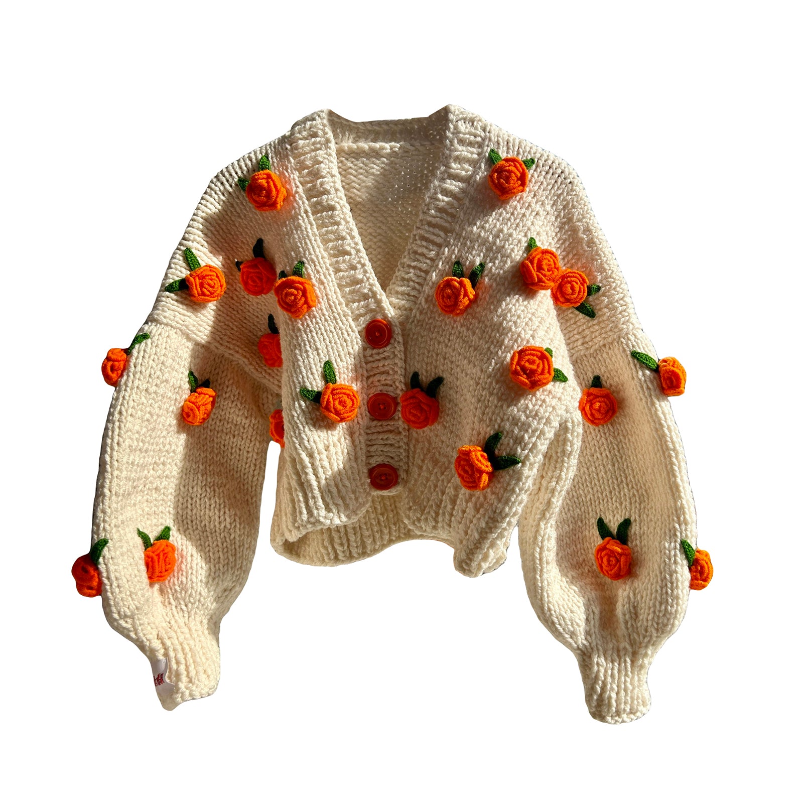 thanksgiving outfit JazzHer Women Knit Cardigan Long Sleeve Flowers Button Closure Fall Casual Jacket Sweater