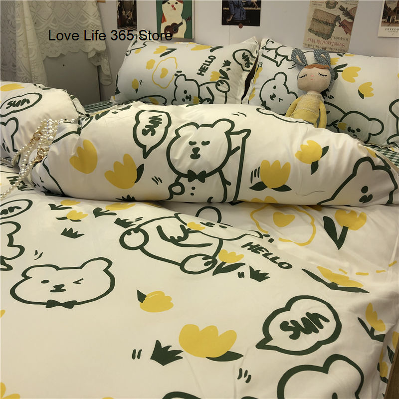 JazzHer Ins Style Fashion Butterfly Bedding Set For Girls Boys Double Size Flat Sheet Duvet Cover Pillowcase Bed Linen Home Textile