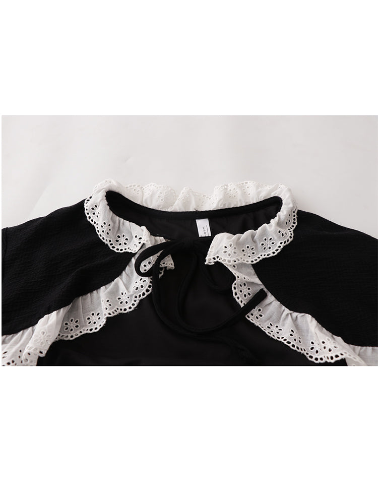 christmas outfit JazzHer Women's Shirts and Blouses Gothic Black Korean Style Harajuku Fashion Vintage Lace Patchwork Shir Cropt Top Clothes Summer 2025