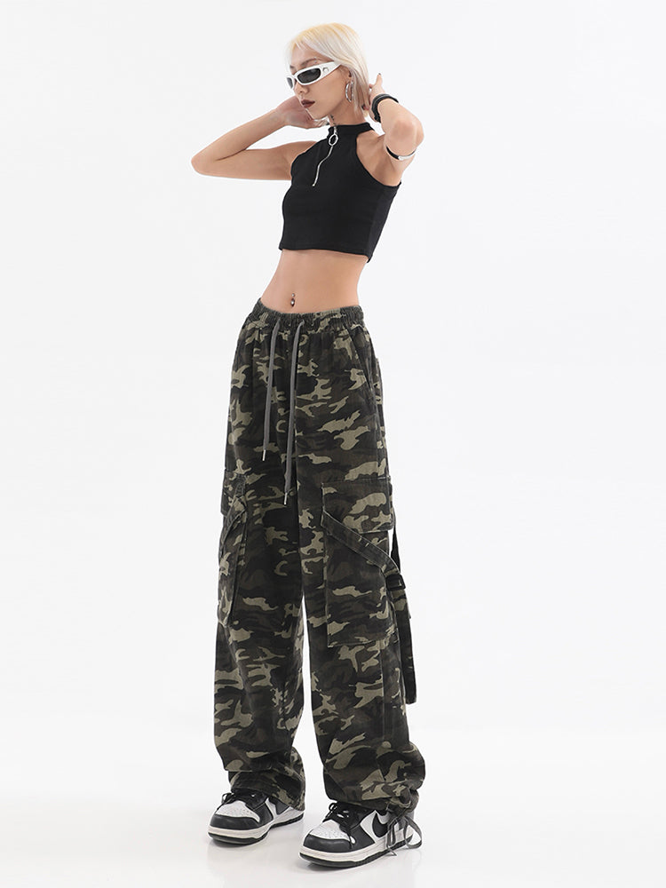 christmas outfit JazzHer Women's Camouflage Baggy Cargo Pants Vintage Y2k Harajuku Aesthetic Streetwear Oversize Pants High Waist Trousers 2000s Clothes