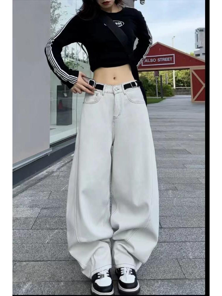 christmas outfit JazzHer Women White Baggy Jeans Harajuku Oversize Straight Denim Trousers Y2k 90s Vintage Japanese 2000s Style Jean Pants Trashy Clothes