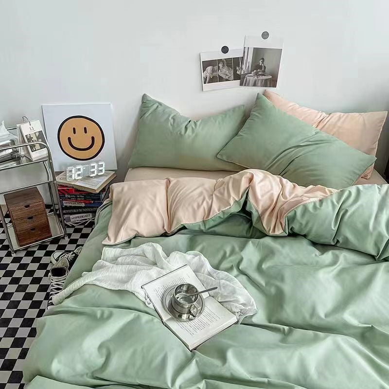 JazzHer Ins Nordic Style Bedding Set Flat Sheet Duvet Cover Pillowcase Single Double Queen Size Bed Linen Boys Girls Soft Home Textile