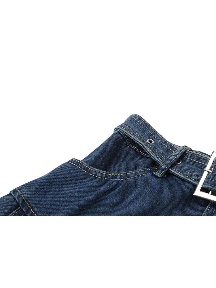 christmas outfit JazzHer Y2k High Waist Denim Mini Pleated Skirts With Belt Women 2025 Summer Fashion Retro A Line Skirt Korean Ins Female Casual Skirts