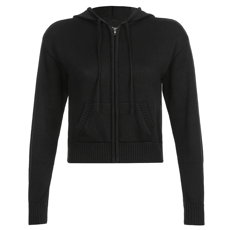 JazzHer Slim Zipper Casual Hooded Sweater