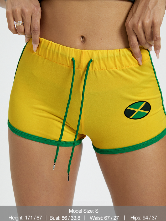 JazzHer 2024 New Activewear Jamaica Color Block Shorts