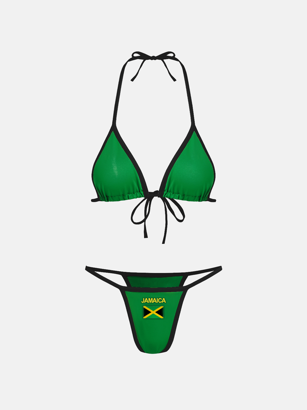 JazzHer 2024 New Jamaica Jersey Color Block Bikini Set