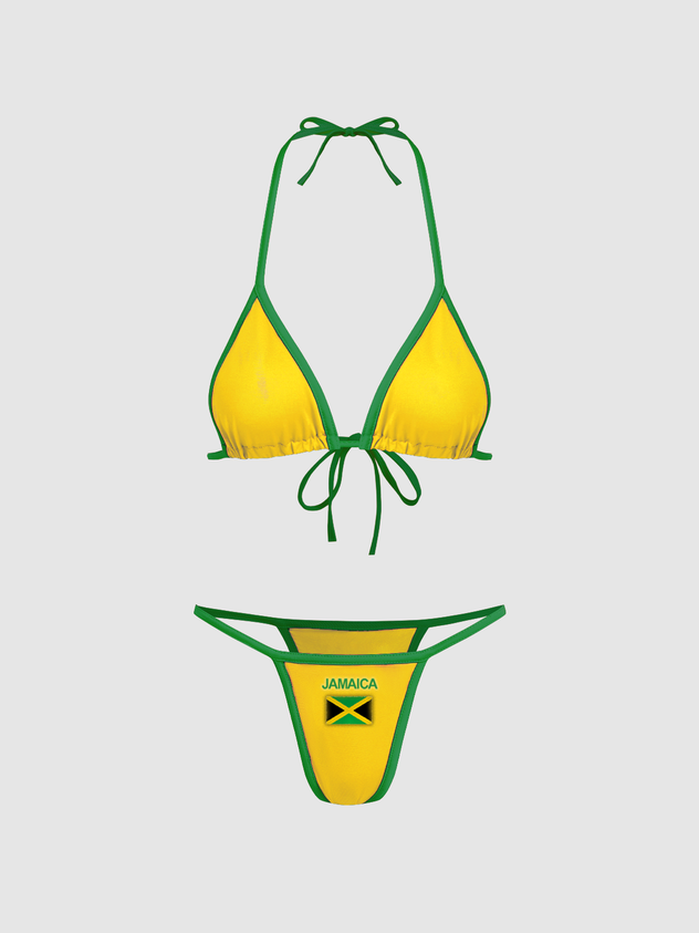 JazzHer 2024 New Jamaica Jersey Color Block Bikini Set