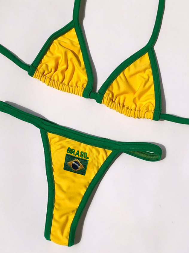 JazzHer 2024 New Brasil Halter Tight Y2K Bikini Set