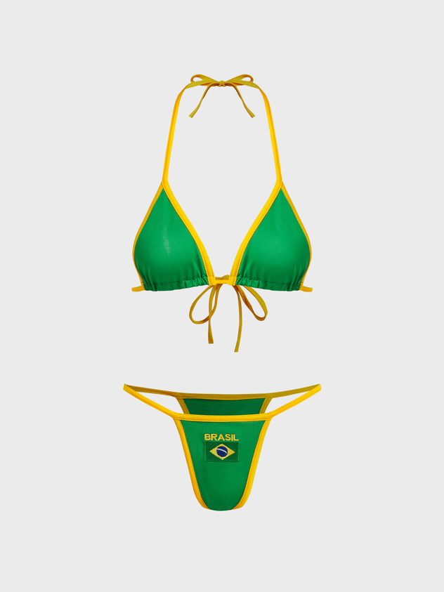 JazzHer 2024 New Brasil Halter Tight Y2K Bikini Set