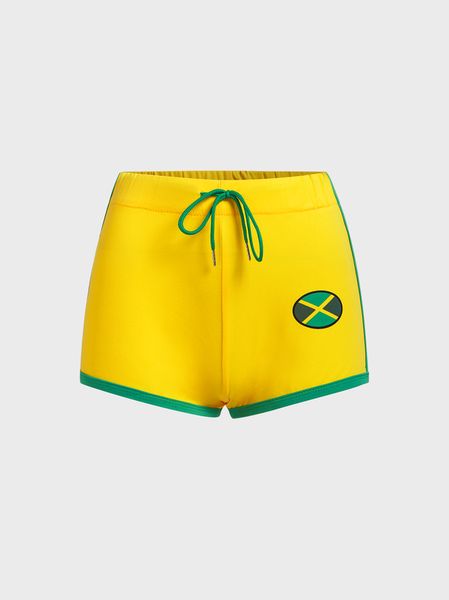 JazzHer 2024 New Activewear Jamaica Color Block Shorts