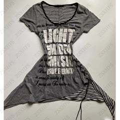 JazzHer Aesthetic Crop Top 2000s Women's T shirts Punk Vintage Clothes Streetwear Letter Gothic Emo Girl Grunge T Shirt Femme Y2k Tops