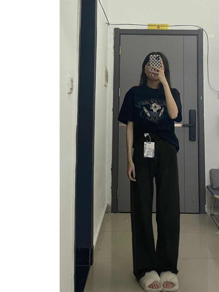 christmas outfit JazzHer Women's Y2k Jeans Harajuku Oversize Black Gothic Denim Trousers Japanese 2000s Style Baggy Jean Pants Trashy Vintage Emo Clothes