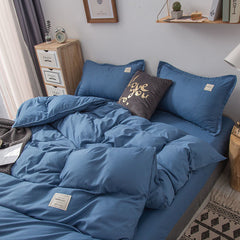 JazzHer Nordic Bedding Set Simple Flat Sheets Duvet Quilt Cover Pillowcase Bed Linen for Single Queen Full Size Solid Home Textiles