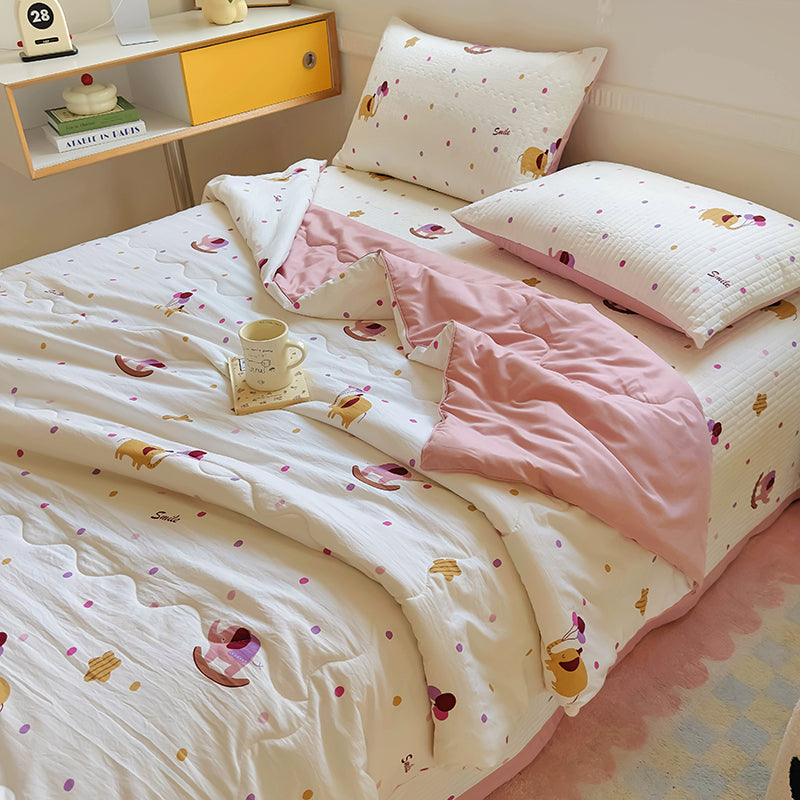 JazzHer 2024 New Summer Water Washed Glutinous Cotton Summer Bedding Cover Set of Four Pieces