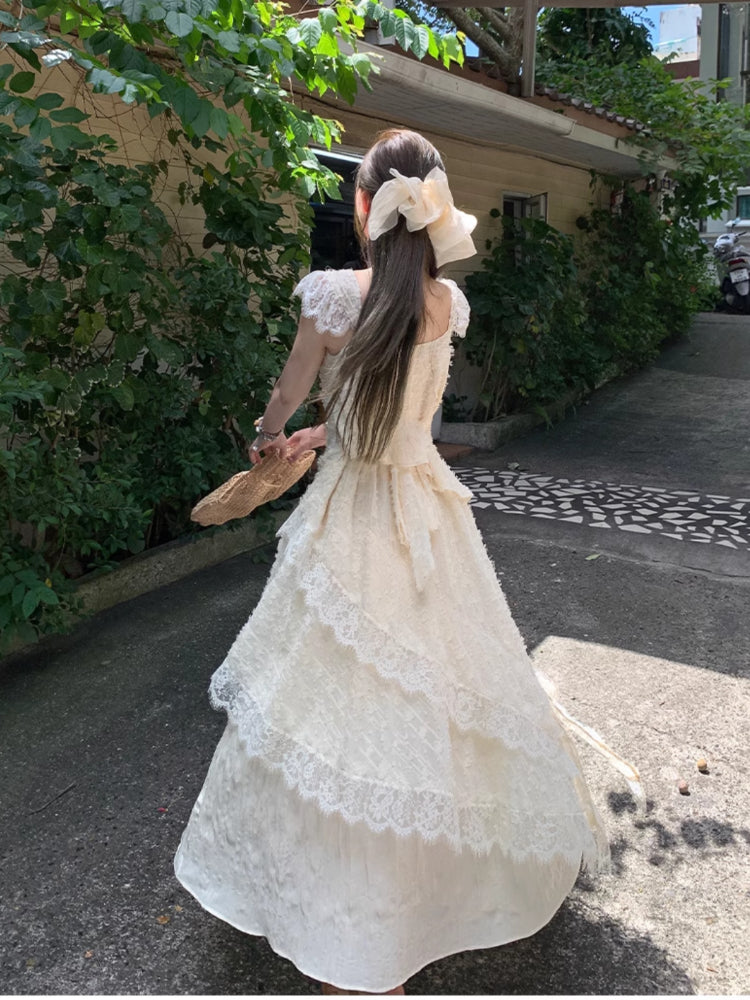 JazzHer 2025 Spring Elegant Vintage Midi Dress Women Casual Even Party Dress Female Outwear Korean Fashio Clothing Retro Y2k Dress Chic