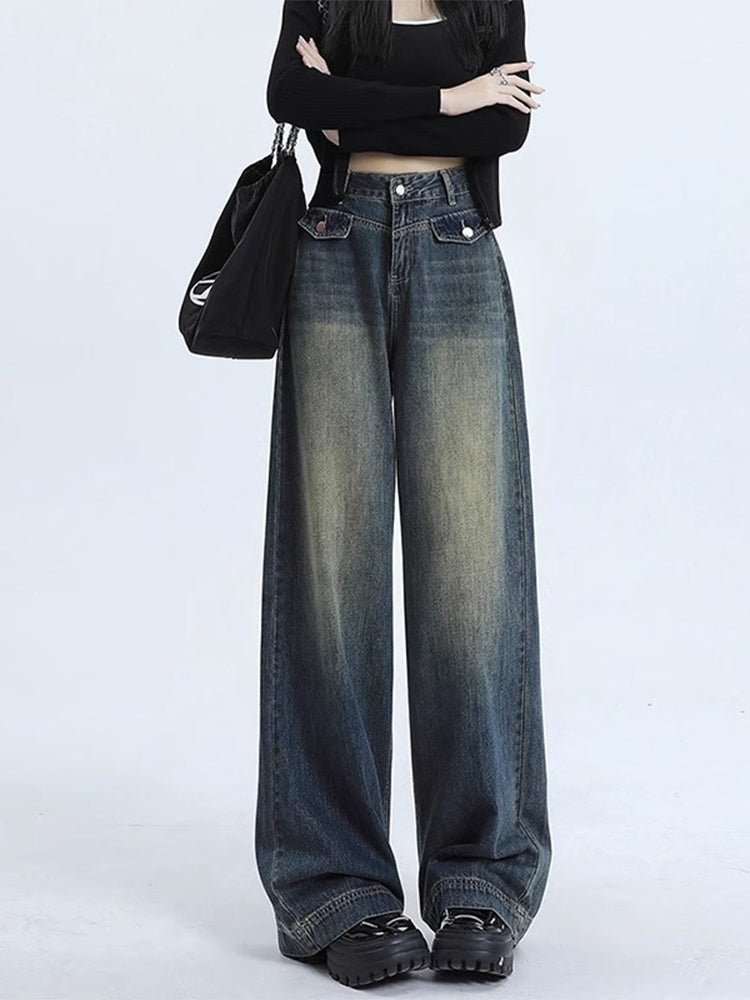 christmas outfit JazzHer Women's Blue Y2k Baggy Jeans Harajuku Aesthetic Denim Trousers Japanese 2000s Style Oversize Jean Pants Vintage Trashy Clothes