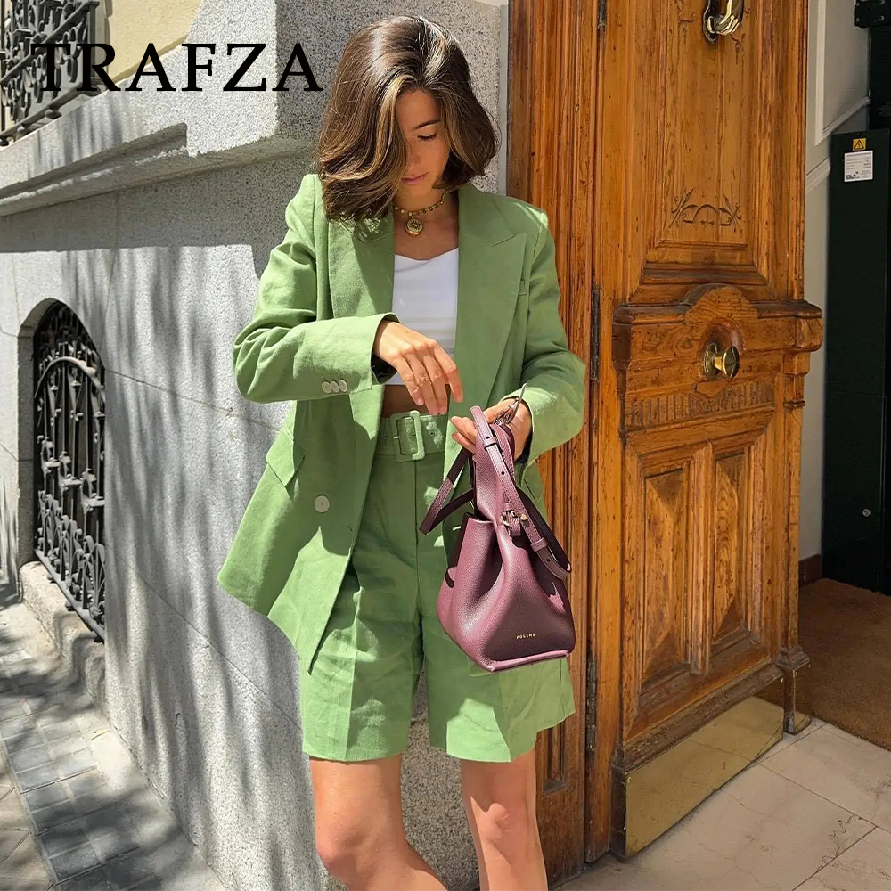 cold weather outfits JazzHer 2024 Spring Summer Office Lady Solid Suits Fashion Streetwear Pockets Shrug Double Breasted Blazers+Zipper Sashes Shorts