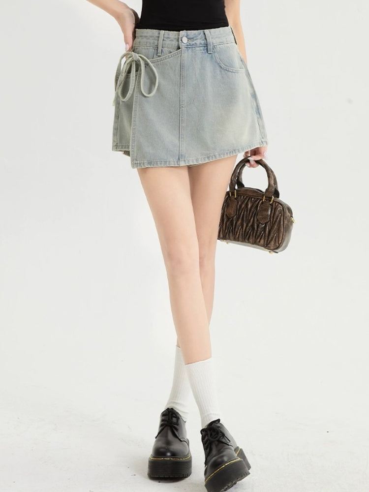 JazzHer Causal Retro Denim Skirt Office Lady 2000s Vintage Y2k Jeans Girl Slim A-line Hot Short Skirt 2025 Summner Korean Fashion Chic