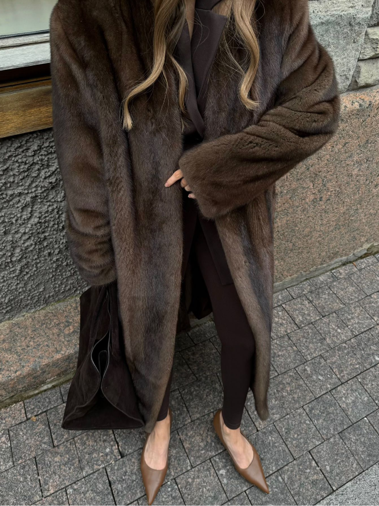 JazzHer Chic Women's Solid Winter Warm Faux Fur Long Coat Luxury Full Sleeve Thicken Loose Furry Jacket Female Thermal Streetwear 2024