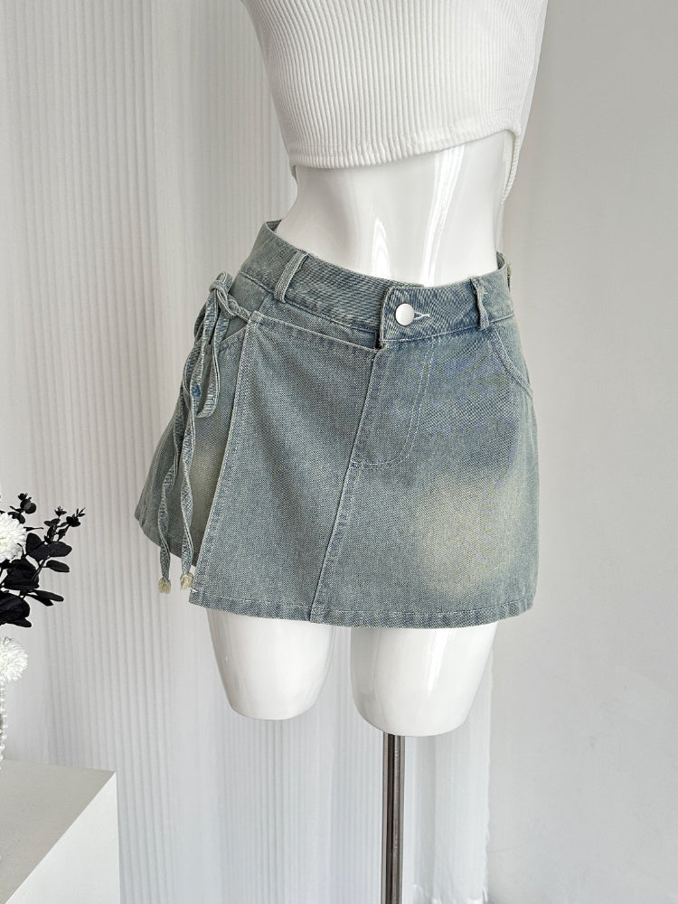 JazzHer Causal Retro Denim Skirt Office Lady 2000s Vintage Y2k Jeans Girl Slim A-line Hot Short Skirt 2025 Summner Korean Fashion Chic