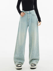 christmas outfit JazzHer Women Light Blue Y2k Jeans Harajuku Oversize Denim Trousers Japanese 2000s Style Baggy Sequins Jean Pants Trashy Vintage Clothes