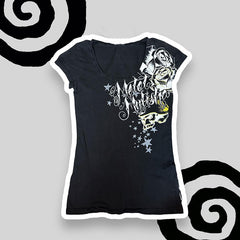 JazzHer Y2k Top Skulls T Shirts Punk Vintage Women Clothes 90s Gothic Sexy American Slim Dark Tees Aesthetic Short sleeve Femme Clothing