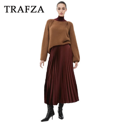 cold weather outfits JazzHer 2024 Spring Summer Casual Folds Long Skirts Fashion Vintage Solid Satin Oversized High Waist Chic Elegant Lady Skirts