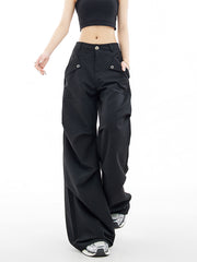 christmas outfit JazzHer Women's Black Gothic Cargo Pants Harajuku Streetwear Oversize Parachute Pants Y2k Retro 2000s Aesthetic Vintage Trousers Clothes