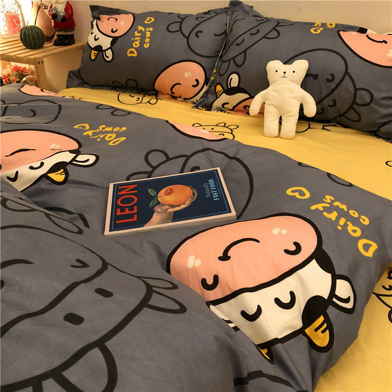 JazzHer Chinese Cute Panda Bedding Set Cartooon Bamboo Pattern Quilt Cover Sheets Full Size For Kids Adults Home Textile Soft Polyester