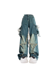 christmas outfit JazzHer Women Blue Cargo Jeans Baggy Vintage 90s Aesthetic High Waist Cowboy Pants Harajuku Denim Trousers Y2k Trashy 2000s Clothes 2025