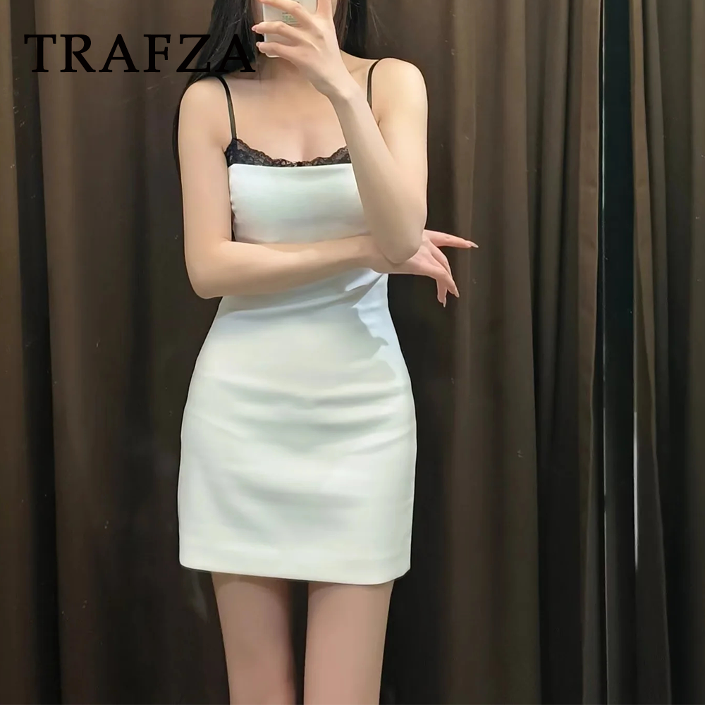 cold weather outfits JazzHer 2024 Spring Summer Sexy Lace Patchwork Women Dress Fashion Solid Slim Nightclub Strapless Sleeveless Camisole Mini Dress