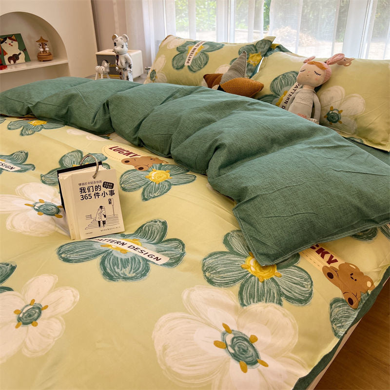 JazzHer Ins Style Fashion Butterfly Bedding Set For Girls Boys Double Size Flat Sheet Duvet Cover Pillowcase Bed Linen Home Textile