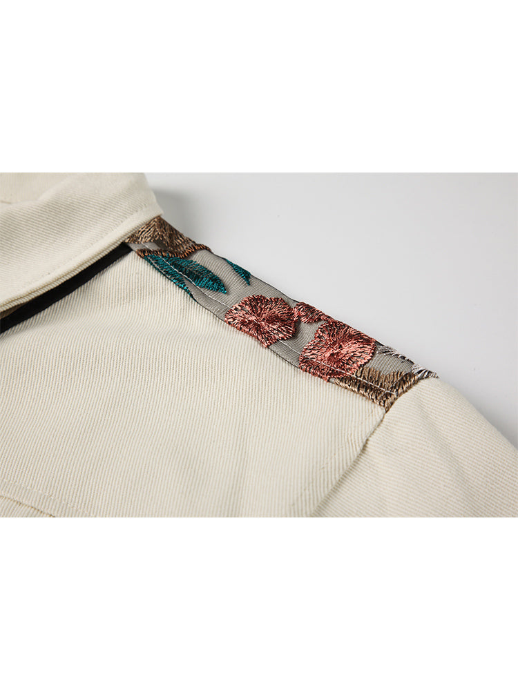 christmas outfit JazzHer Women Jean Jacket Lace Patchwork Trendy Oversized Embroidered Denim Coat 2025 Autumn Female Vintage Streetwear Casual Jacket Top