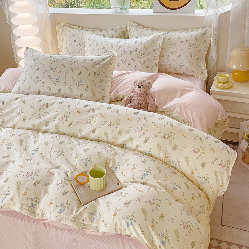 JazzHer Fashion Duvet Cover Set Korean Ins Style 2024 New Flat Sheet Pillowcase No Filler Kids Adult Bedding Kit Twin Queen Bed Linen