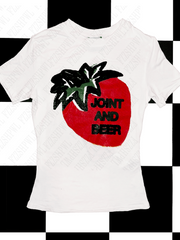 JazzHer Y2k Punk Retro American Short sleeve Tops Ladies Strawberry Alphabet Print T-shirt Slim sexy summer 2000s punk T-shirt Crop Tops