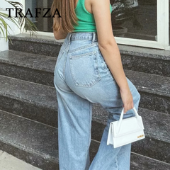 cold weather outfits JazzHer 2024 Autumn Winter Casual Women Jeans Fashion Streetwear Vintage Pockets Tierred High Waist Chic Ladies Long Denim Pants