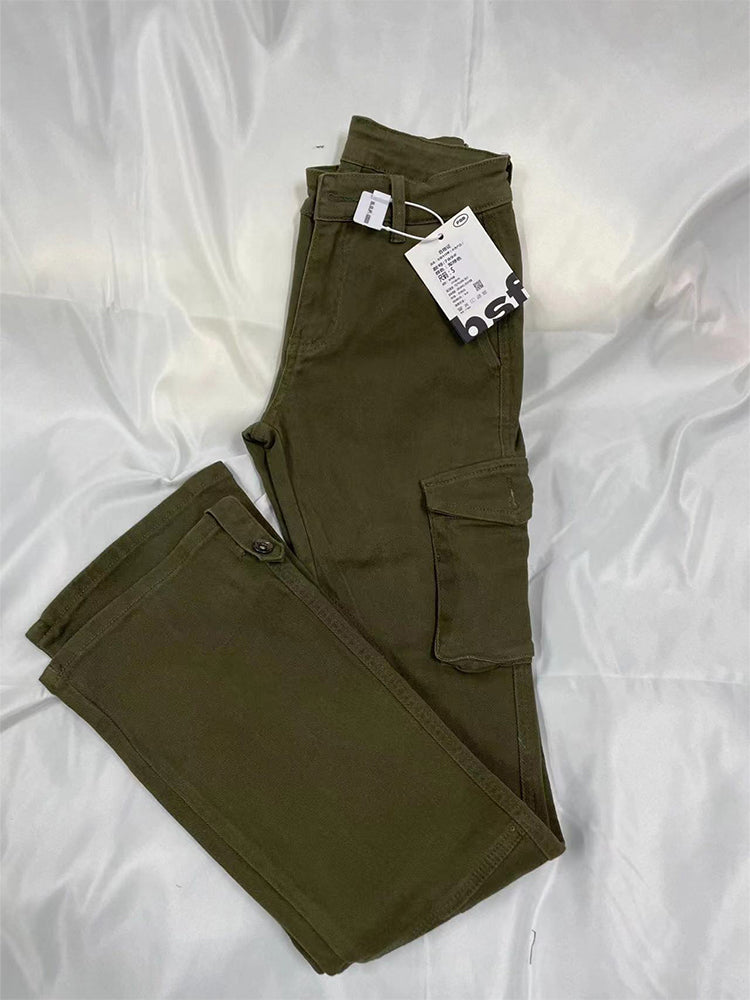 christmas outfit JazzHer Women's Vintage Army Green Cargo Pants 90s Aesthetic Baggy Denim Trouser Korean 2000s Y2k High Waist Wide Leg Jeans Clothes 2025