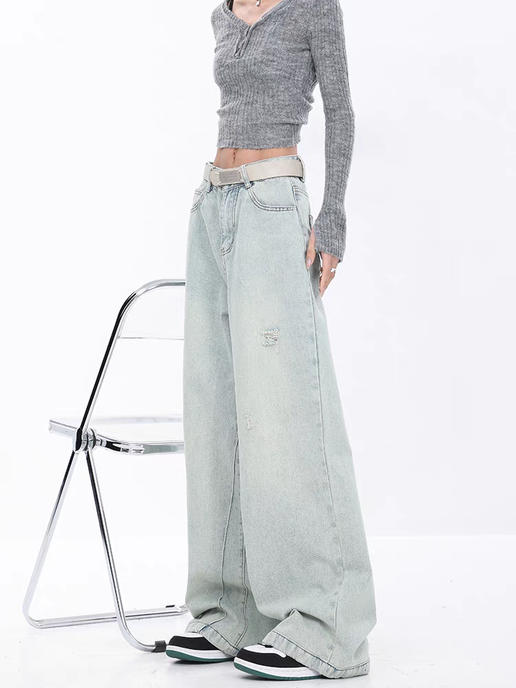 christmas outfit JazzHer Women's Light Blue Baggy Jeans Harajuku Denim Trousers Y2k Aesthetic Vintage Japanese 2000s Style Jean Pants Trashy Clothes 2025