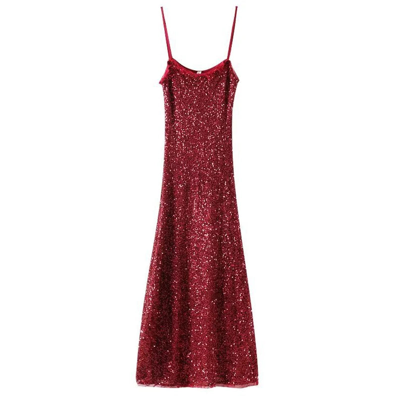 thanksgiving outfit JazzHer Sexy Sequin Sling Dress For Women Elegant Sleeveless Backless Hip Package Sheath Party Dresses Female 2024 Club Evening Vestido