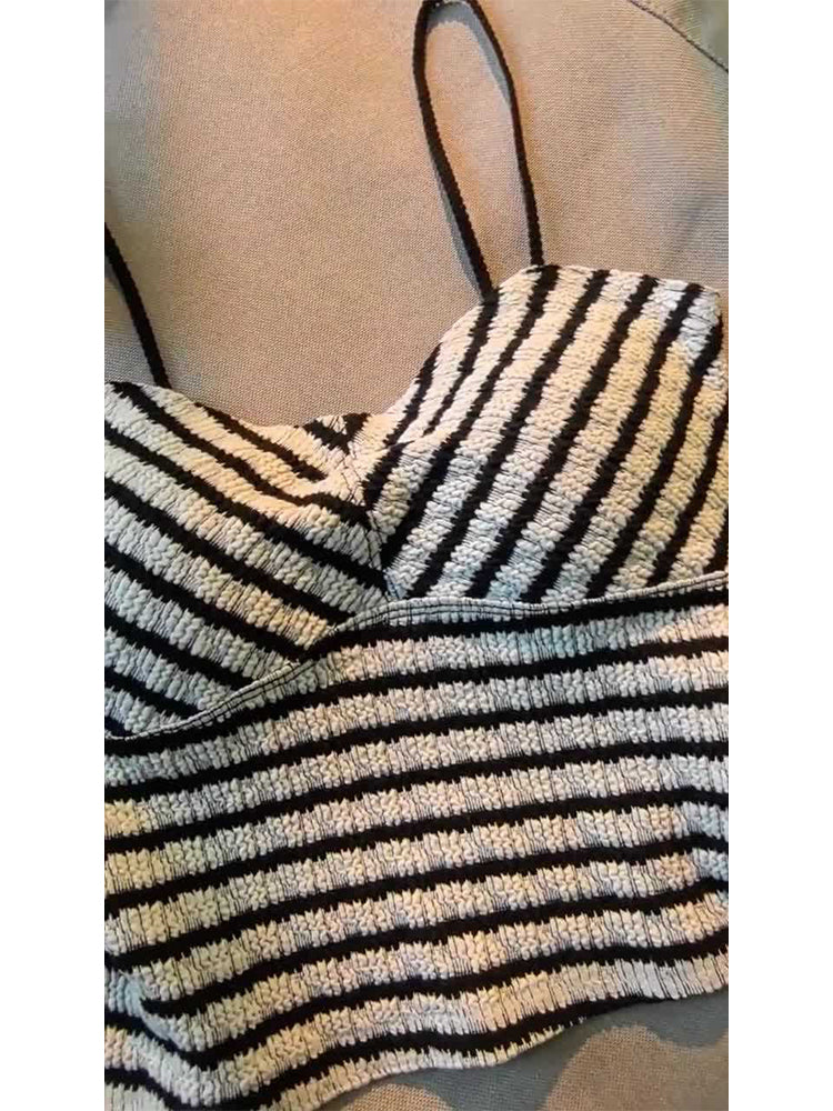 christmas outfit JazzHer Women Striped Crop Top 90s Vintage Y2k Camisole Streetwear Harajuku Off Shoulder Corset Top Sleeveless Vest 2000s Clothes Summer