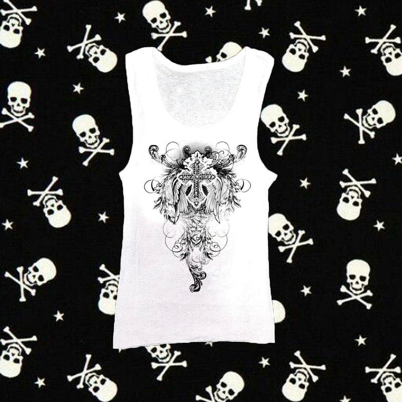 JazzHer Y2k Style Clothes Baby Tees E-girl Goth Women Vest Tank Top Aesthetic Streetwear Vintage Casual Short Sleeve T-Shirts Punk 2000s