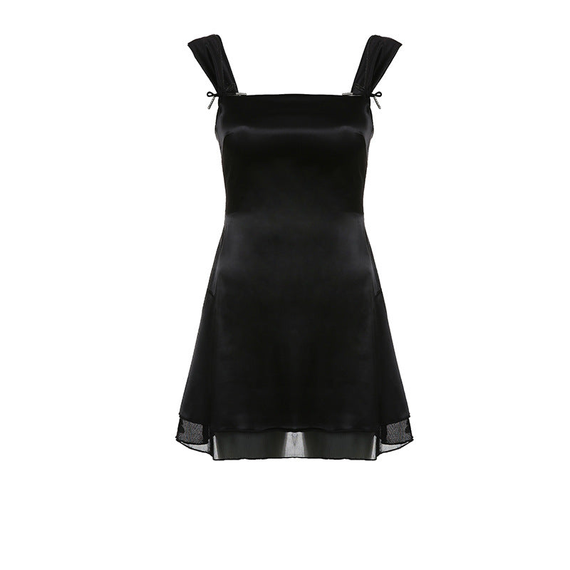 JazzHer-Women Summer Sexy y2k Fairy Dress Casual Loose Dress Reversible Sleeveless Black Mini Dress