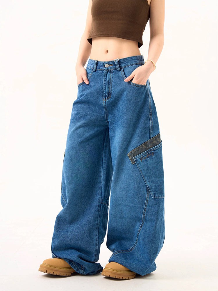 christmas outfit JazzHer Women's Y2k Baggy Cargo Jeans Harajuku Aesthetic Japanese 2000s Style Oversize Denim Trousers Vintage Jean Pants Trashy Clothes