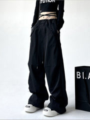 christmas outfit JazzHer Women Grey Cargo Pants Baggy Streetwear 90s Aesthetic Parachute Pants Harajuku Japanese 2000s Style Y2k Vintage Trousers Clothes