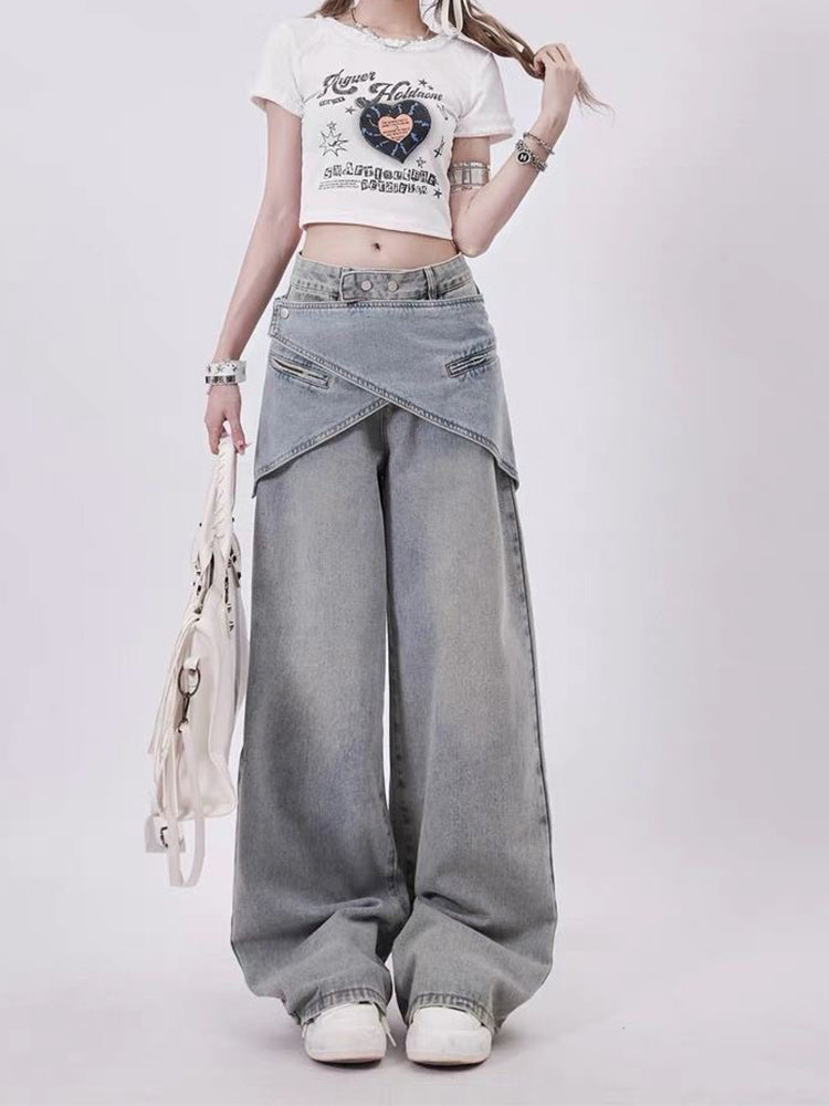 christmas outfit JazzHer Women Light Blue Y2k Baggy Jeans Harajuku Oversize Denim Trouser Vintage Japanese 2000s Style Straight Jean Pants Trashy Clothes