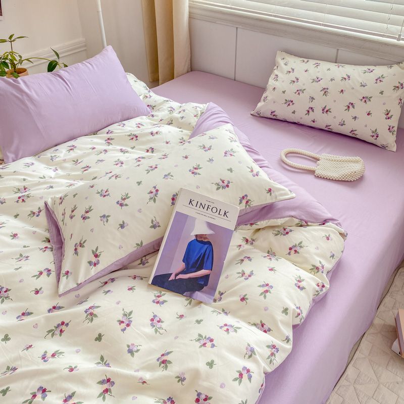 JazzHer Romantic Tulip Pink Bedding Set Bed Flat Sheet Pillowcase Twin Full Queen Princess Style Bed Linen Kids Girls Floral Duvet Cover