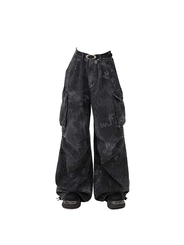 christmas outfit JazzHer Women Black Gothic Y2k Cargo Jeans Oversize Print Denim Trouser Vintage Japanese 2000s Style Baggy Jean Pants Emo Trashy Clothes