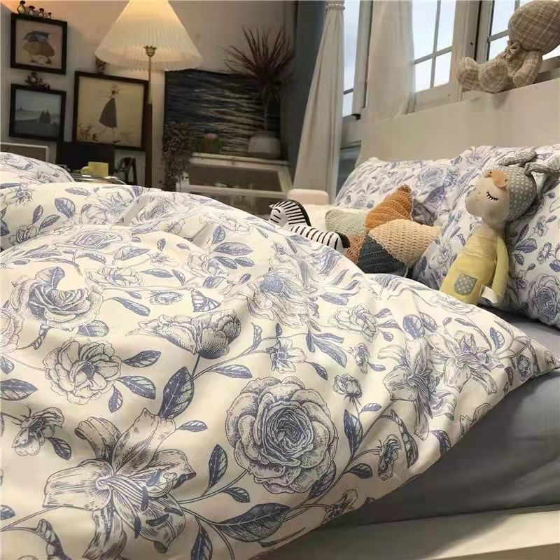 JazzHer Fashion Duvet Cover Set Korean Ins Style 2024 New Flat Sheet Pillowcase No Filler Kids Adult Bedding Kit Twin Queen Bed Linen