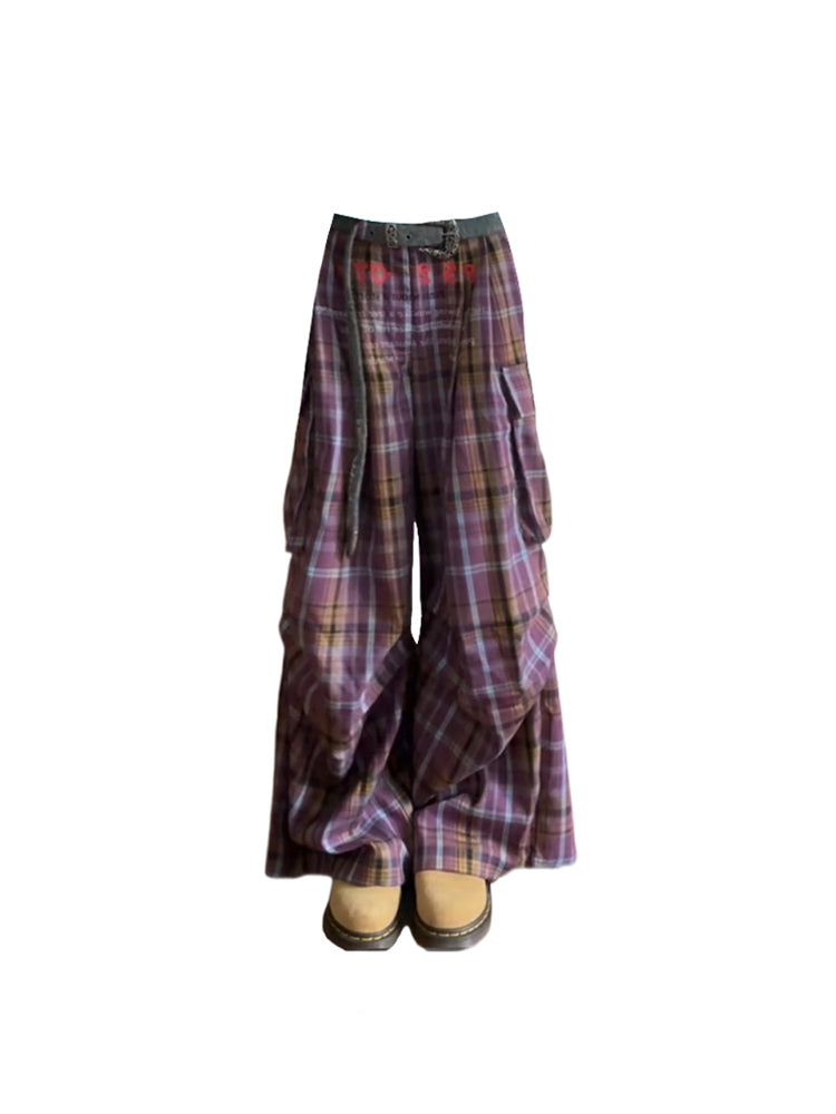 christmas outfit JazzHer Women's Purple Y2k Baggy Cargo Pants Vintage Y2k Harajuku 90s Aesthetic Oversize Pants High Waist Trousers 2000s Fashion Clothes